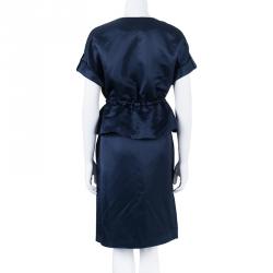 Pre Owned Carolina Herrera Navy Skirt Suit L