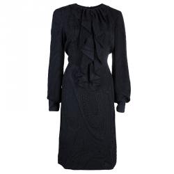 Carolina Herrera Black Ruffle Neck Dress M