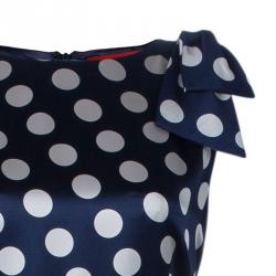 Carolina Herrera Blue Polka-dot Belted Gown M