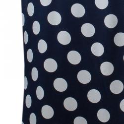 Carolina Herrera Blue Polka-dot Belted Gown M