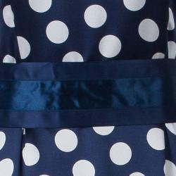 Carolina Herrera Blue Polka-dot Belted Gown M