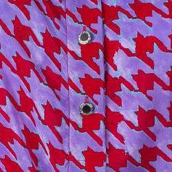 Carolina Herrera Purple Red Houndstooth Printed Top L