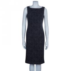 Carolina Herrera Grey Lace Sheath Dress L