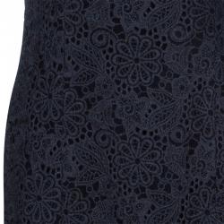 Carolina Herrera Grey Lace Sheath Dress L
