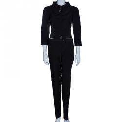 Pre Owned Carolina Herrera Black Silk Pant Suit M