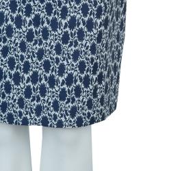 Carolina Herrera Blue and White Jacquard Cap Sleeve Dress M