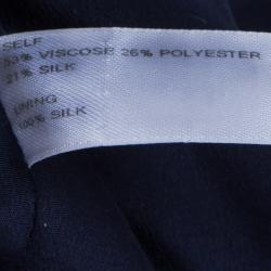 Carolina Herrera Blue and White Jacquard Cap Sleeve Dress M