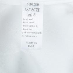 مملوكة مسبقًا Carolina Herrera White Polka Dot Pintucked Ruffle Detail Cap Sleeve Dress M