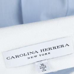 Pre Owned Carolina Herrera White Textured Cotton Cutout Back Detail Short Sleeve Shirt XL