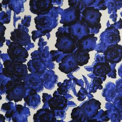 Pre Owned Carolina Herrera Blue Silk Floral Printed Box Pleat Skirt XL