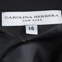 Pre Owned Carolina Herrera Blue Silk Floral Printed Box Pleat Skirt XL