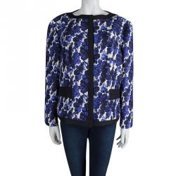 Pre Owned Carolina Herrera Floral Printed Silk Box Jacket XL