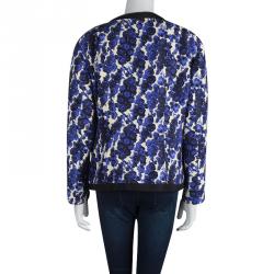 Pre Owned Carolina Herrera Floral Printed Silk Box Jacket XL