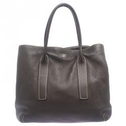Pre Owned Carolina Herrera Brown Leather Tote