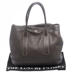 Pre Owned Carolina Herrera Brown Leather Tote