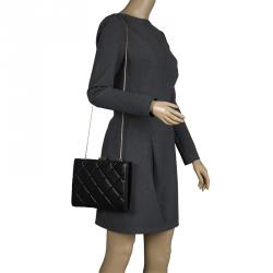 Pre Owned Carolina Herrera Black Leather Chain Clutch