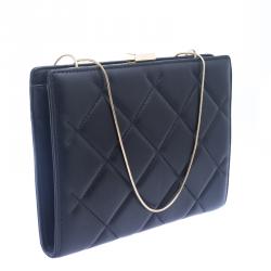 Pre Owned Carolina Herrera Black Leather Chain Clutch