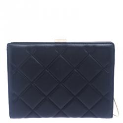 Pre Owned Carolina Herrera Black Leather Chain Clutch