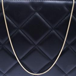 Pre Owned Carolina Herrera Black Leather Chain Clutch