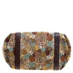 Pre Owned Carolina Herrera Multicolor Signature Print Fabric Hobo