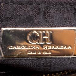 Pre Owned حقيبة يد كارولينا هيريرا ماتيو جلد بنية فاتحة