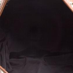 Pre Owned Carolina Herrera Brown Monogram Embossed Leather Dahlia Hobo