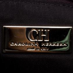 Pre Owned Carolina Herrera Brown Monogram Embossed Leather Dahlia Hobo