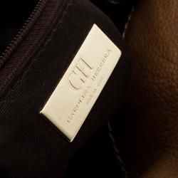 Pre Owned Carolina Herrera Brown Monogram Leather Tote