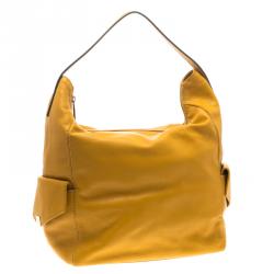 Pre Owned Carolina Herrera Yellow Leather Hobo