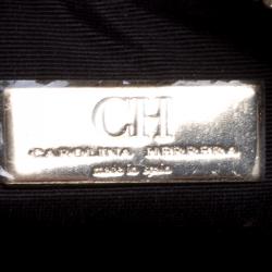 Pre Owned Carolina Herrera Dark Beige Leather Logo CH Crossbody Bag