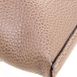 Pre Owned Carolina Herrera Dark Beige Leather Logo CH Crossbody Bag