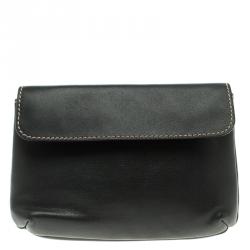 Pre Owned Carolina Herrera Black Leather Clutch