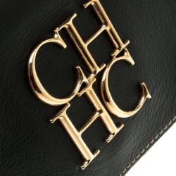 Pre Owned Carolina Herrera Black Leather Clutch