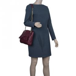 Pre Owned Carolina Herrera Burgundy Leather Holly Shoulder Bag