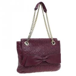 Pre Owned Carolina Herrera Burgundy Leather Holly Shoulder Bag