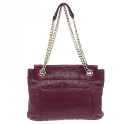 Pre Owned Carolina Herrera Burgundy Leather Holly Shoulder Bag