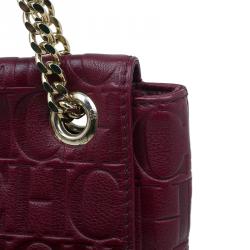 Pre Owned Carolina Herrera Burgundy Leather Holly Shoulder Bag