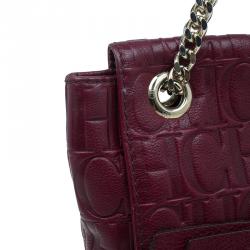 Pre Owned Carolina Herrera Burgundy Leather Holly Shoulder Bag