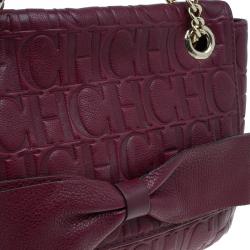 Pre Owned Carolina Herrera Burgundy Leather Holly Shoulder Bag