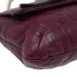 Pre Owned Carolina Herrera Burgundy Leather Holly Shoulder Bag