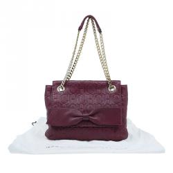 Pre Owned Carolina Herrera Burgundy Leather Holly Shoulder Bag