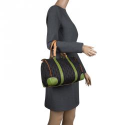 Carolina Herrera Multicolor Monogram Canvas and Leather Boston Bag