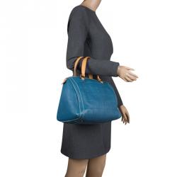 Pre Owned Carolina Herrera Blue Leather Andy Boston Bag