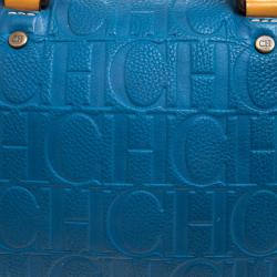 Pre Owned Carolina Herrera Blue Leather Andy Boston Bag