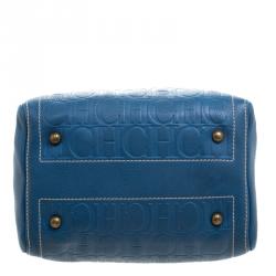 Pre Owned Carolina Herrera Blue Leather Andy Boston Bag