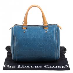 Pre Owned Carolina Herrera Blue Leather Andy Boston Bag