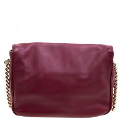 Pre Owned Carolina Herrera Burgundy Leather New Baltazar Shoulder Bag