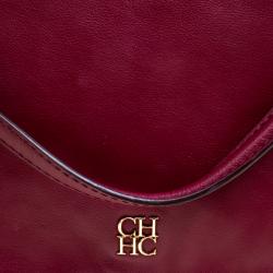 Pre Owned Carolina Herrera Burgundy Leather New Baltazar Shoulder Bag