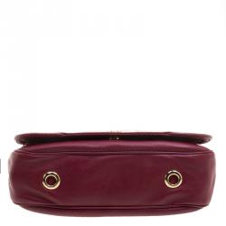Pre Owned Carolina Herrera Burgundy Leather New Baltazar Shoulder Bag