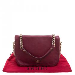 Pre Owned Carolina Herrera Burgundy Leather New Baltazar Shoulder Bag
